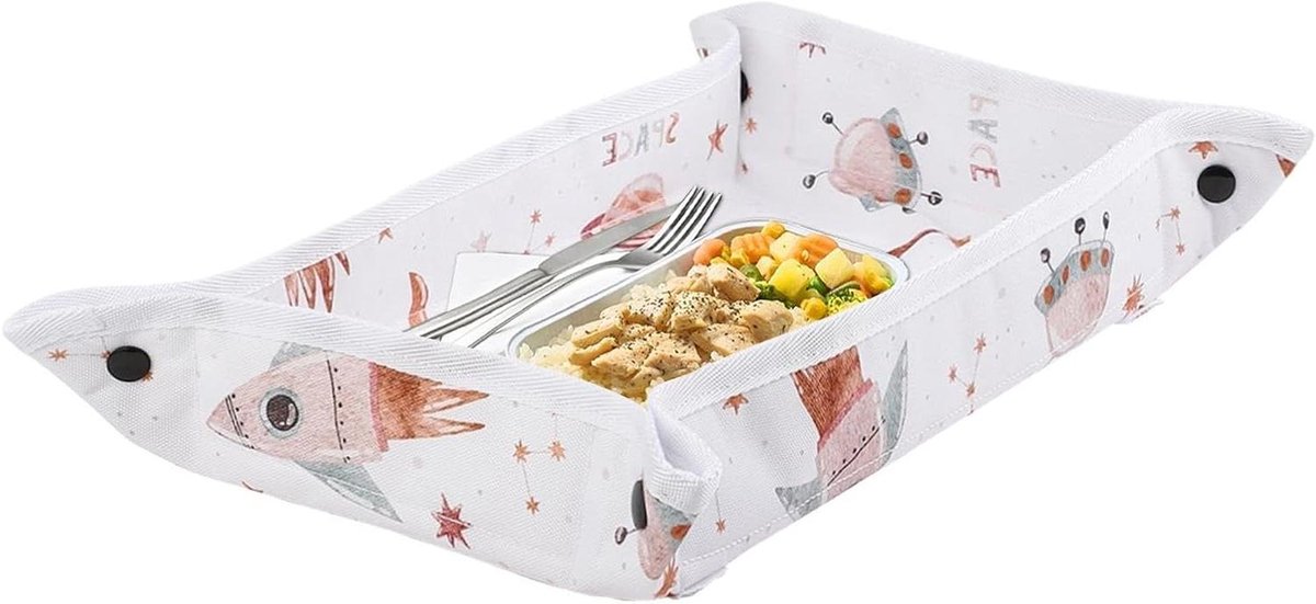 Vliegtuig Tafelhoes - Reis Dienbladhoes - Kinderen Onderweg - Waterdicht Met Zak - 40x30 cm - Ruimteschip