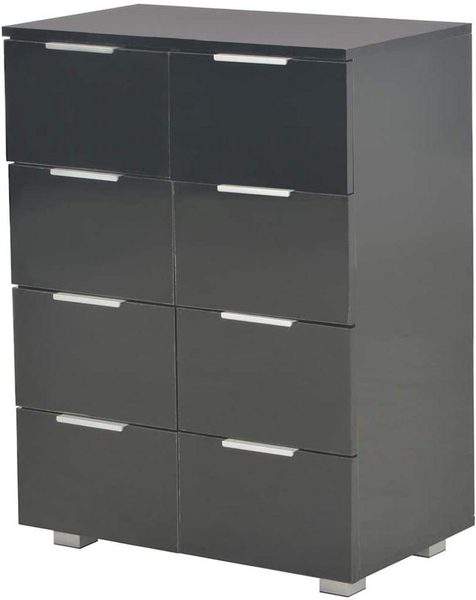 Dressoir met 8 laden - Ladekast hoogglans - Opgeruimd huis - Veel opbergruimte - 60 x 35 x 80 cm