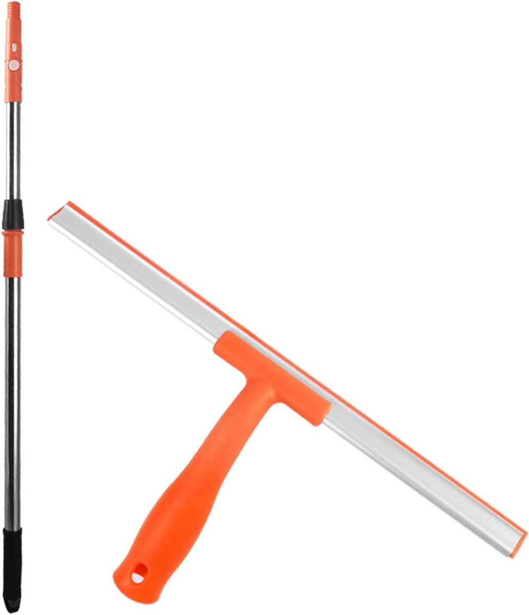 Telescopische Raamwisser - Raamtrekker Lange steel - Ramen Schoonmaken - Uitschuifbaar Aluminium - 795-125 cm - Oranje