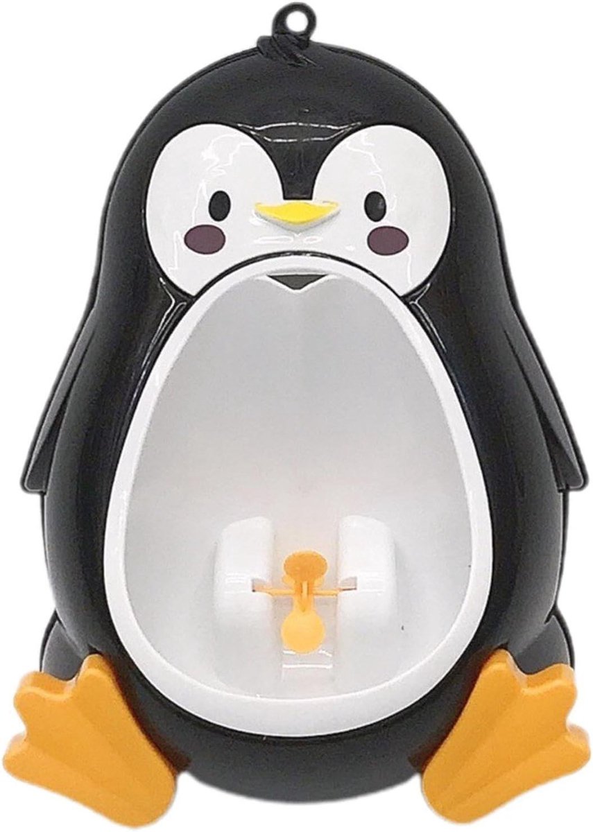 Pot voor kinderen - Pee trainer - Zindelijkheidstraining - Pinguïnvorm met windmolen - 37 x 165 x 22 cm - Zwart