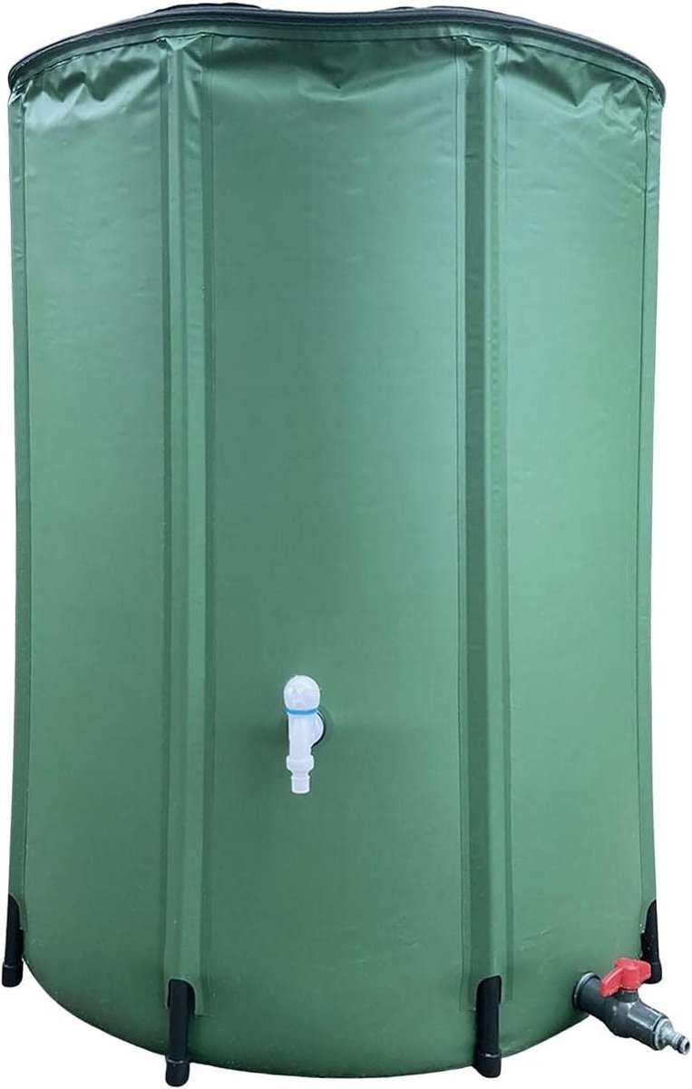 Opvouwbare Regenwatertank - Regenwateropvangbak Ton - Tuin Bewateren - Mesh Afdekking - 200L - Groen