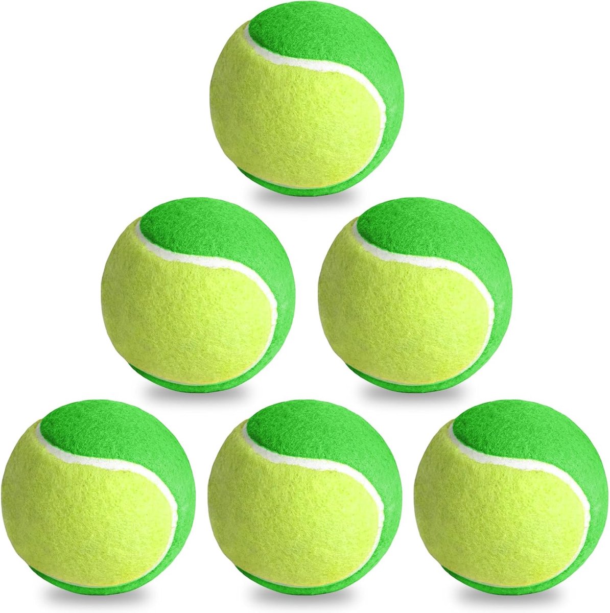 SnelShoppen - 6 Stuks Tennisballen Stage 1, Trainingsballen voor Beginners, Kinderen en Huisdieren - Groene Lichte Tennisballen met 25% Minder Druk -