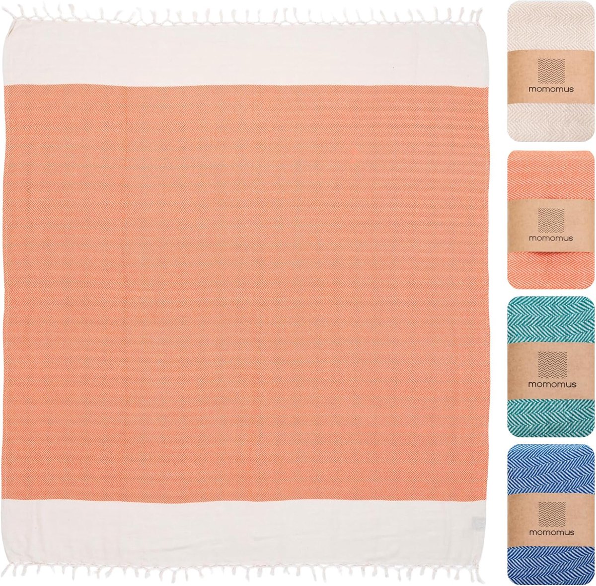 SnelShoppen - XL Fouta 100% Katoenen Strandlaken - Absorberend, Zacht en Licht - Ideaal als Handdoek voor Zwembad, Spa of XL Strandpareo - Zalmkleur 9