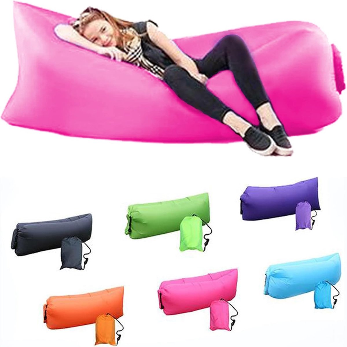 SnelShoppen - Opblaasbare Outdoor Bank - Draagbare Campingbank voor Strandfeesten, Reizen, Tuin, Perfect voor Kinderen, Waterdicht, Lichtgewicht, Comf