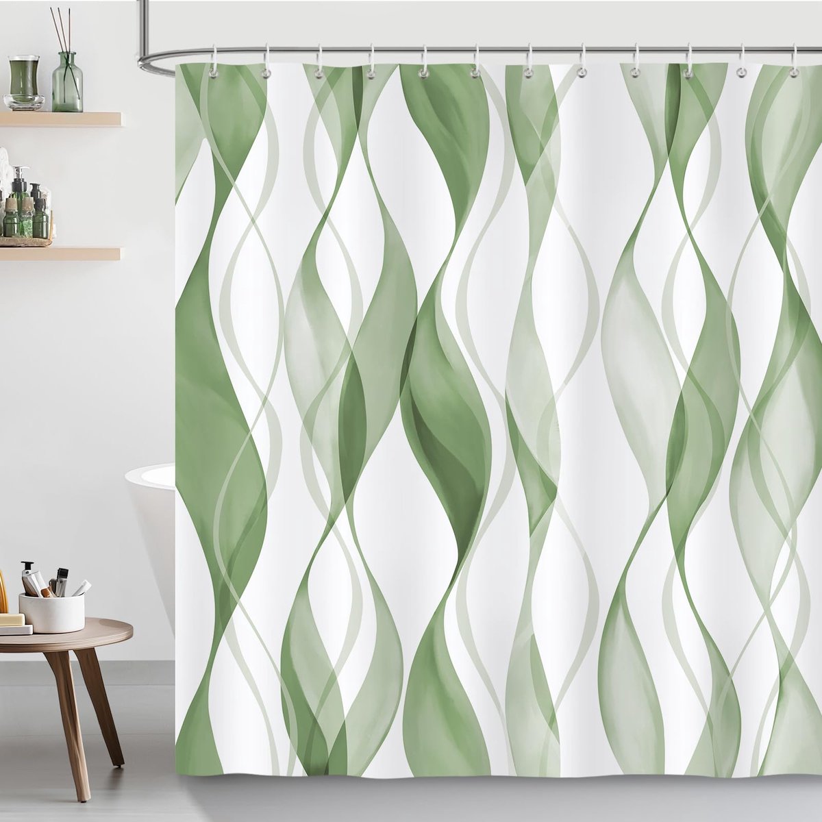 SnelShoppen - Modern Douchegordijn met Abstracte Geometrische Strepen - Waterdicht, Anti-Schimmel, Wasbaar Polyester - 180 x 180 cm, Inclusief 12 Hake