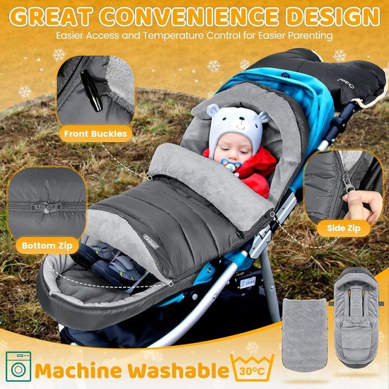 Universele Voetenzak Kinderwagen en Buggy - Waterdicht en Warm Fleece van Merkloos — afbeelding 2
