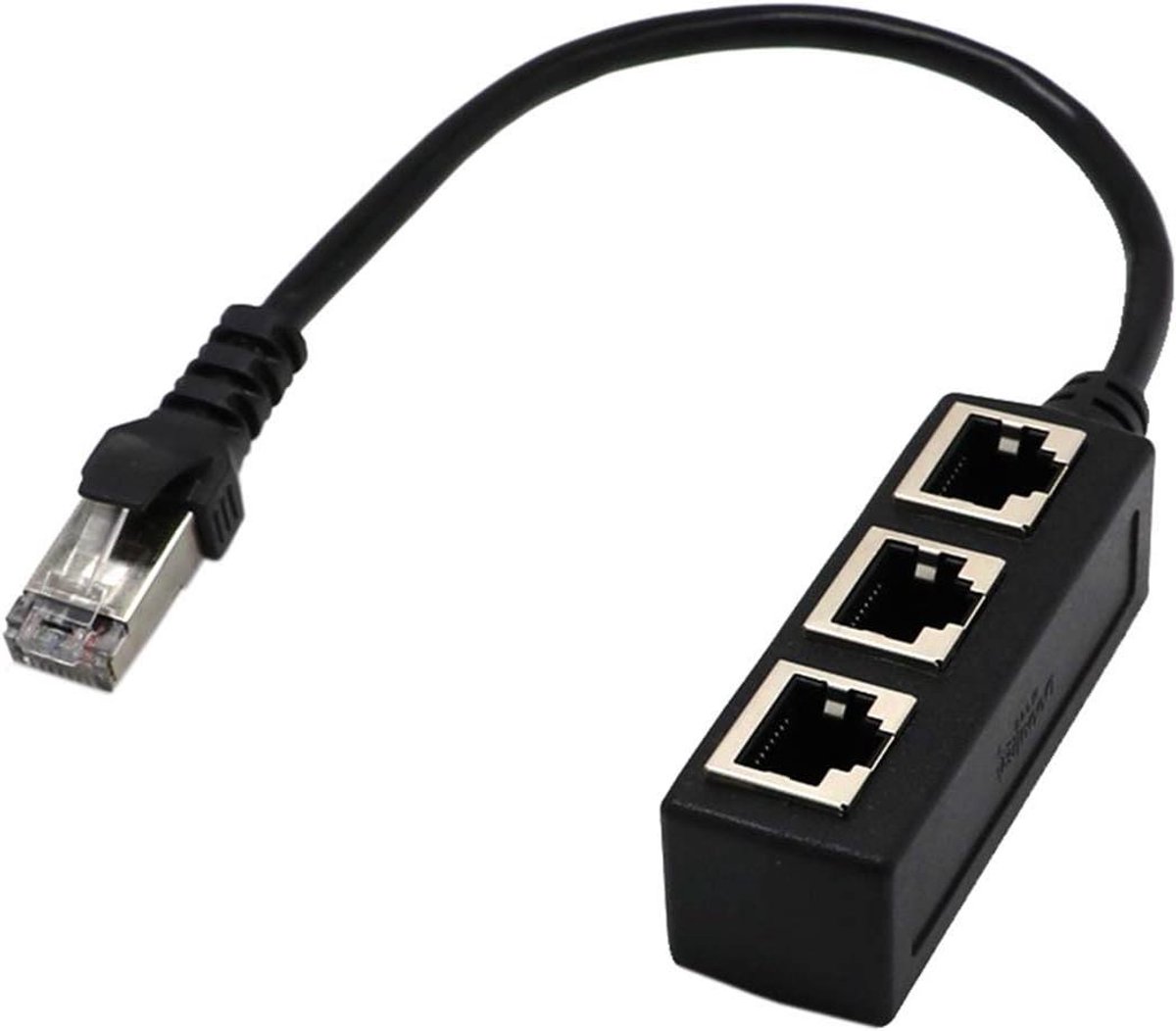 RJ45 Splitter Adapter - Netwerk Splitter Ethernet - Netwerk Uitbreiden - Vergulde Kern Signaalgarantie - 78mm Printplaat - Zwart
