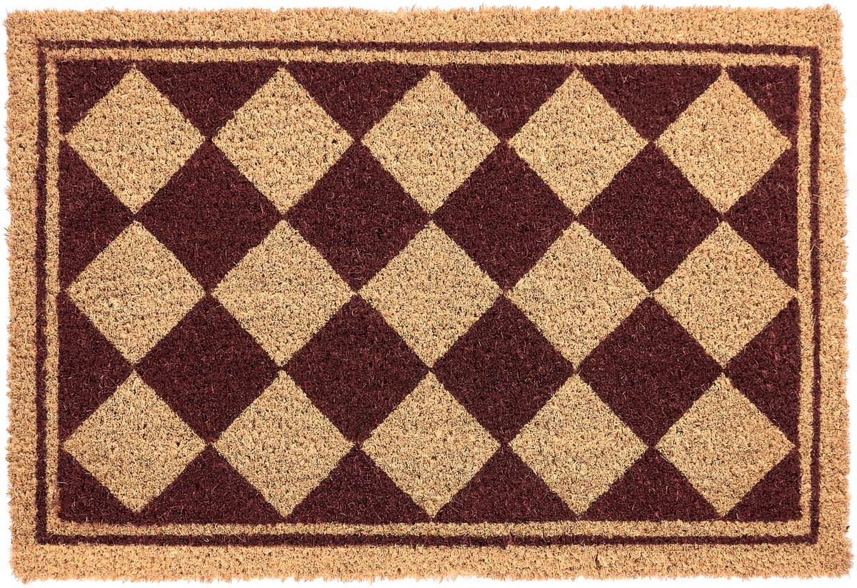 CARDONA - Deurmat - Beige/Rood - 40 x 60 cm - Kokosvezel/PVC