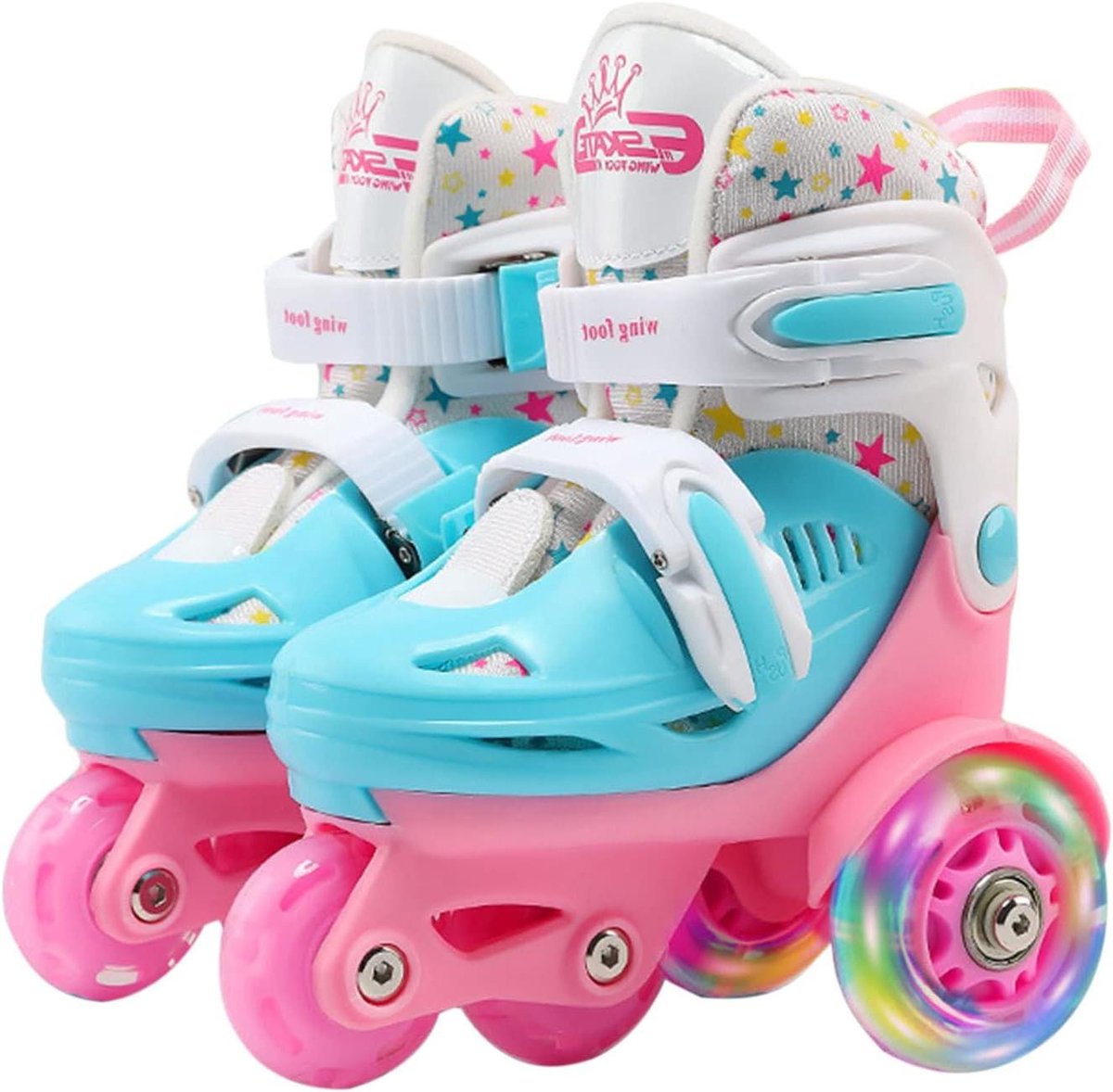 Verstelbare Rolschaatsen Inline Skates Kinderen Buiten Sporten Dubbele Rem Veiligheid 27-34 Meter Roze