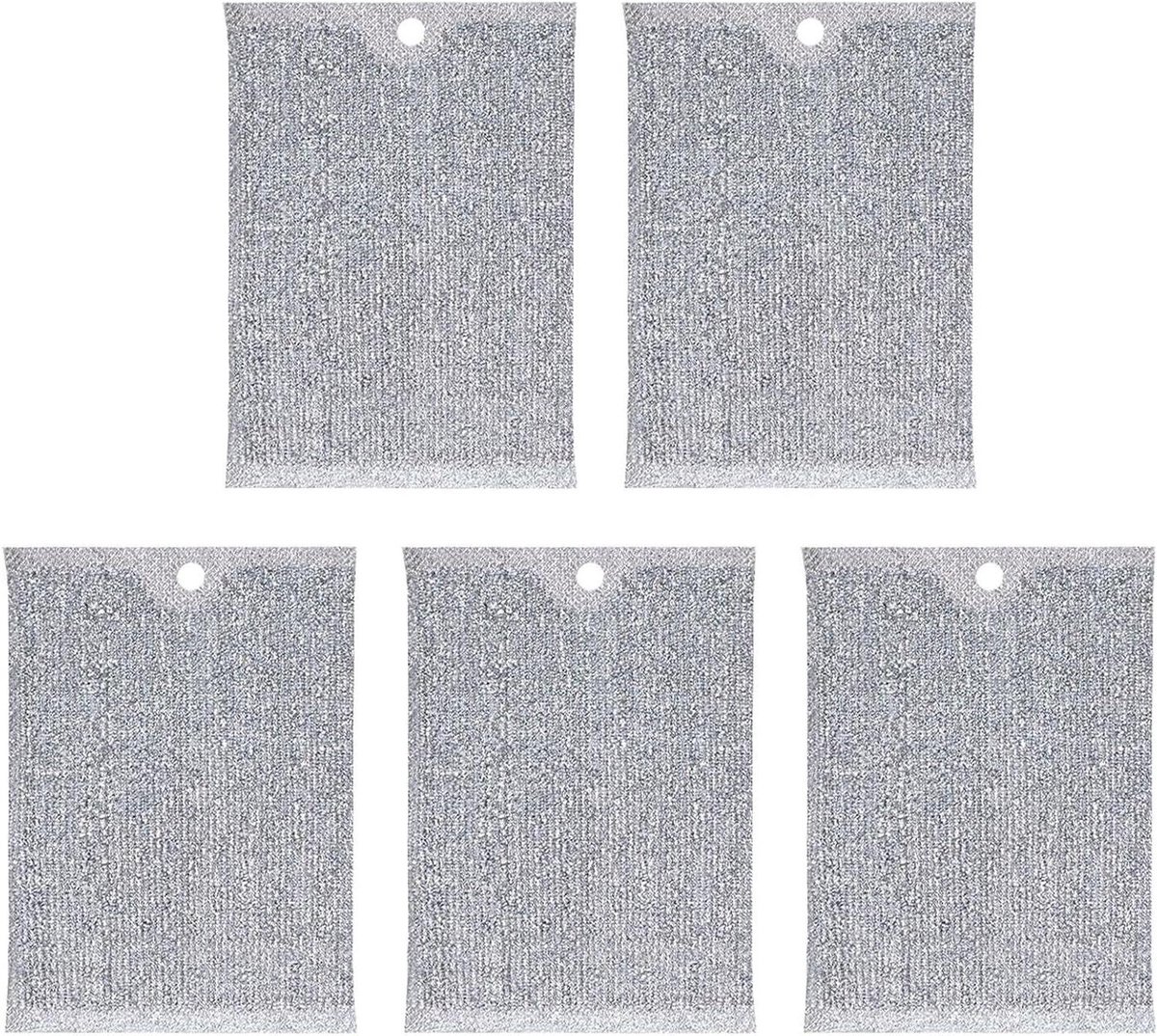 Afwasdoeken Staalwol - Schuursponsjes Doekjes - Keuken Reinigen - Niet Krasgevoelig - 15x10 cm - Grijs