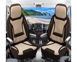 Premium Camper stoelhoezen voor Pössl H-Line T2 in Bruin/Beige (2 losse stoelen)