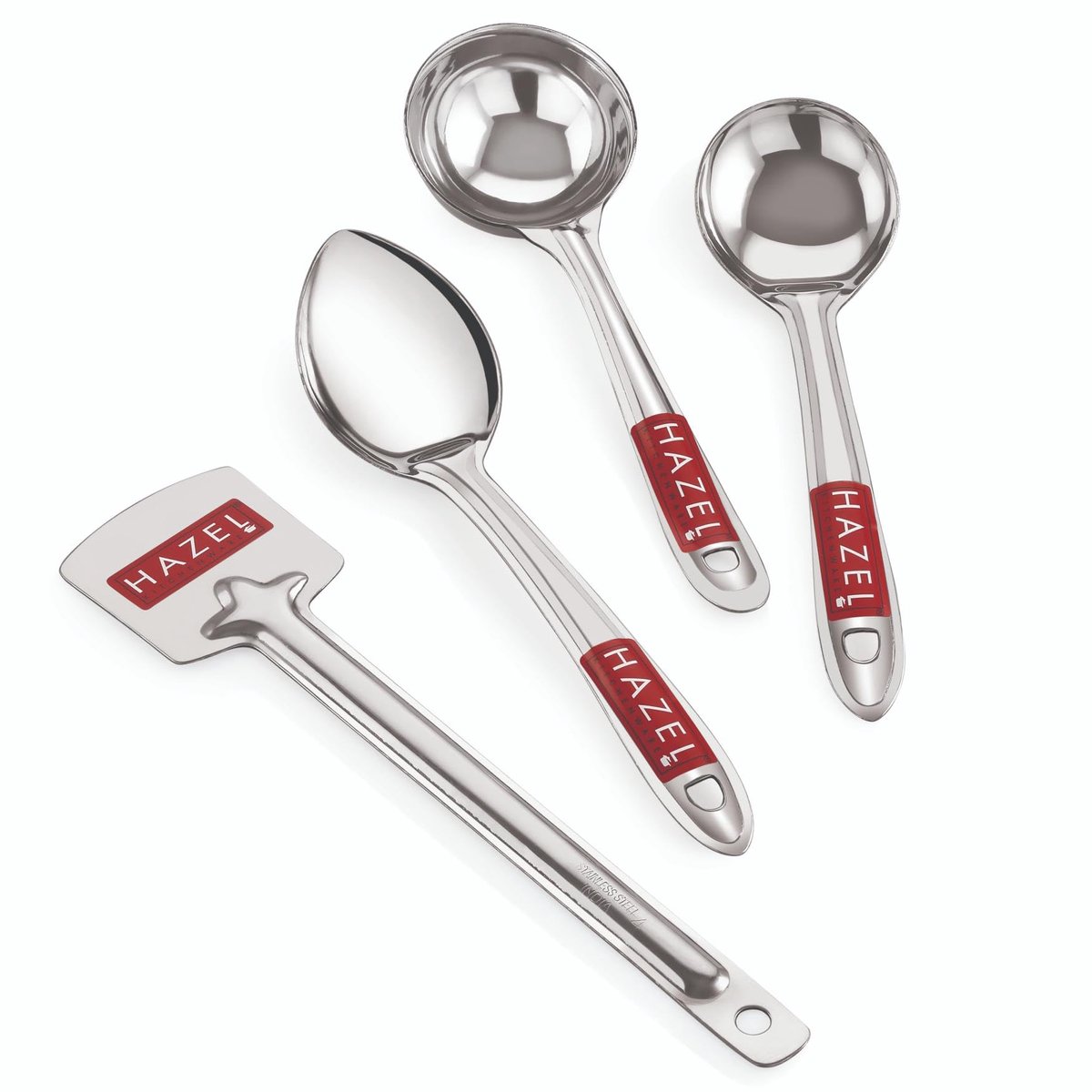 SnelShoppen - Roestvrij Stalen Keukengereedschap Lepel Set van 4 - Taveta, Pollepel & Lepel Set - Ideaal voor Koken, Bakken en Feesten - Keukenaccesso