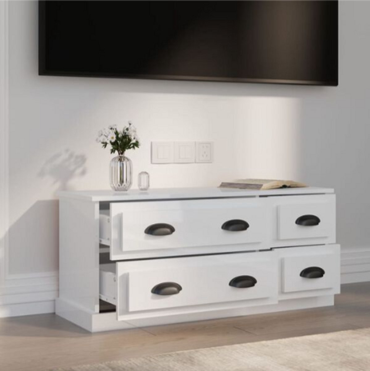 vida xl Tv-meubel 100x35,5x45 cm bewerkt hout hoogglans wit