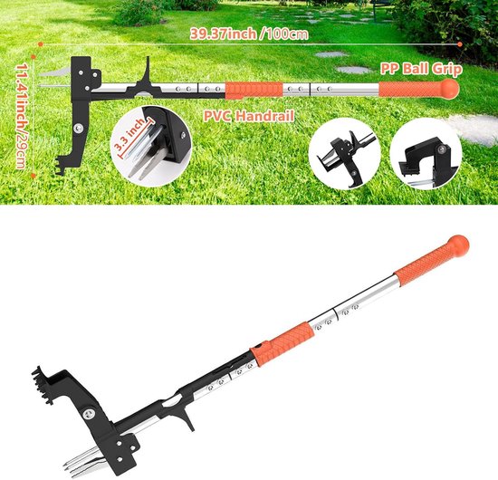 Onkruidtrekker Lange Steel - Staande Weder Tuinweder - Onkruid Verwijderen - Verstelbare Handgreep - 100 cm - Grijs — afbeelding 2