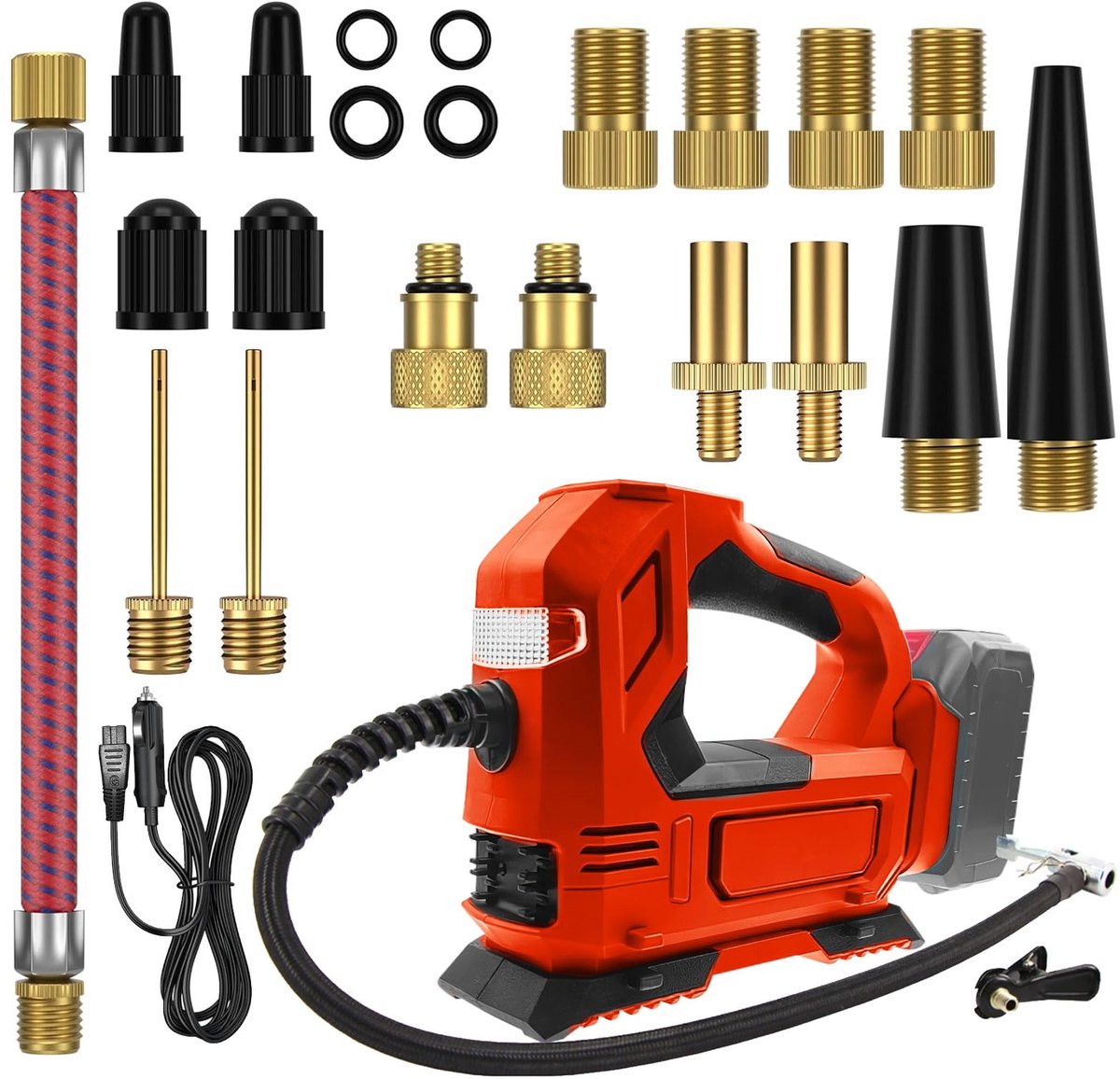 SnelShoppen - Draagbare Accucompressor Handheld Luchtpomp met Digitale Manometer voor Auto's en Motorfietsen, LED-lamp, Geschikt voor Milwaukee M18 Ac