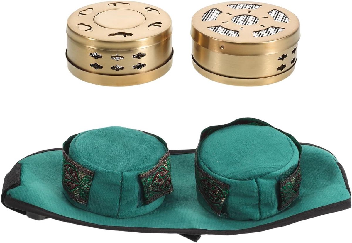 Moxibustiebox Set - Moxa Therapieapparaat - Ontspanning Lichaam - Dubbele Kamer Ontwerp - 8 x 8 x 3.5 cm