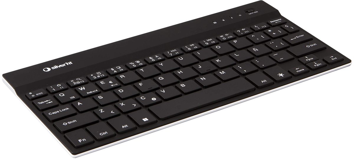 SnelShoppen - Draadloos Bluetooth Toetsenbord Mini QWERTY Spaans Zwart met LED Verlichting - Ideaal voor Thuis, Kantoor en Reisgebruik