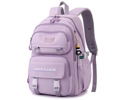 SnelShoppen - Tanou Schooltas Meisjes Grote Rugzak L Paars - Waterbestendige Nylon Boekentas voor School, Reizen, Casual, Tieners 9-16 Jaar