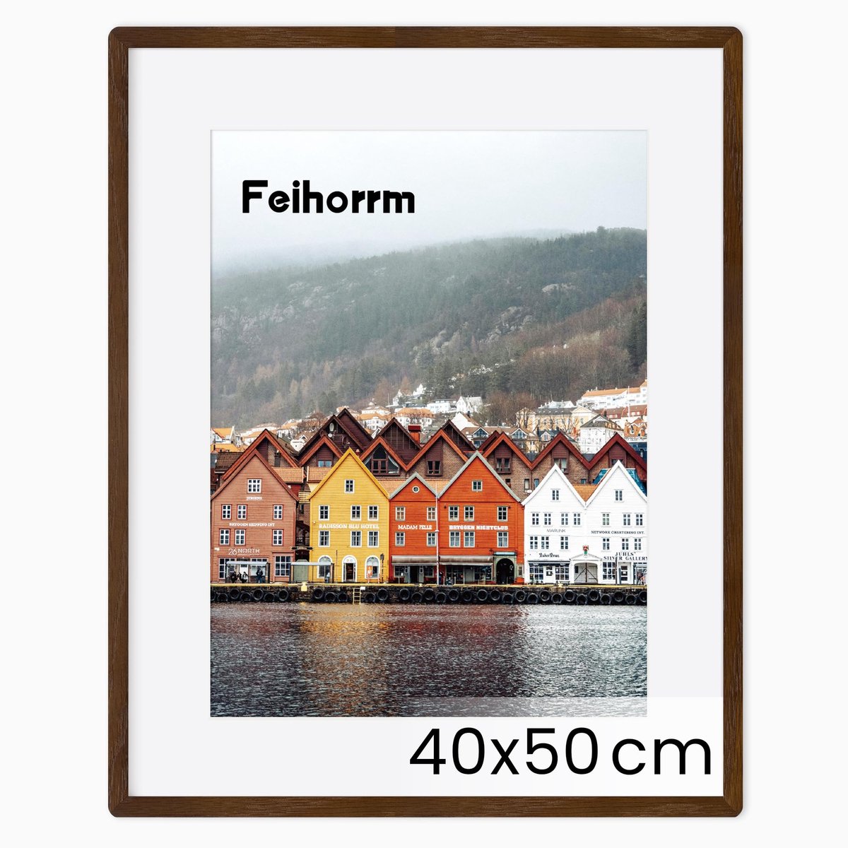 SnelShoppen - Massief Houten Fotolijst 40x50 cm Donkerbruin - Eiken Fotolijst met Gehard Glas - Voor 40x50 cm Foto's zonder Passe-Partout of 29x39 cm