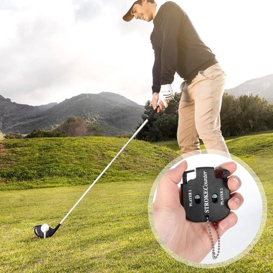 Slagtellers golf resultaatteller voor 2 spelers - Sleutelhanger - Draagbare handteller - Score tellers zwart — afbeelding 3