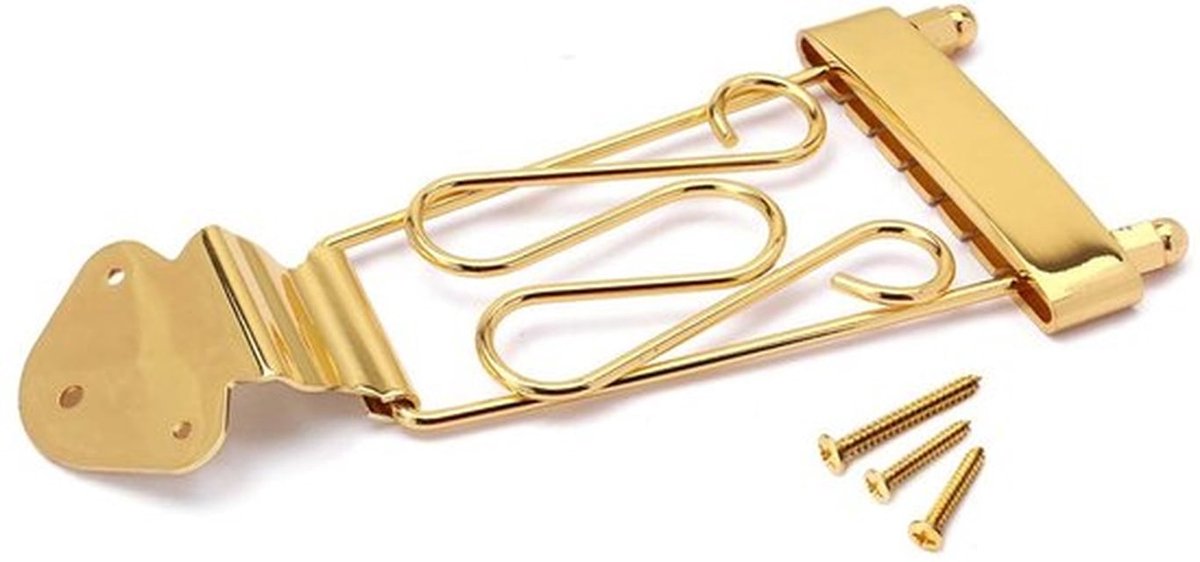 - Jazz Archtop Gitaar - Trapeze Staartstuk - Glanzend Metaal - Goud - 6 Snarige Gitaar - Perfect voor Elektrische Gitaar - Ideaal voor Jazz...