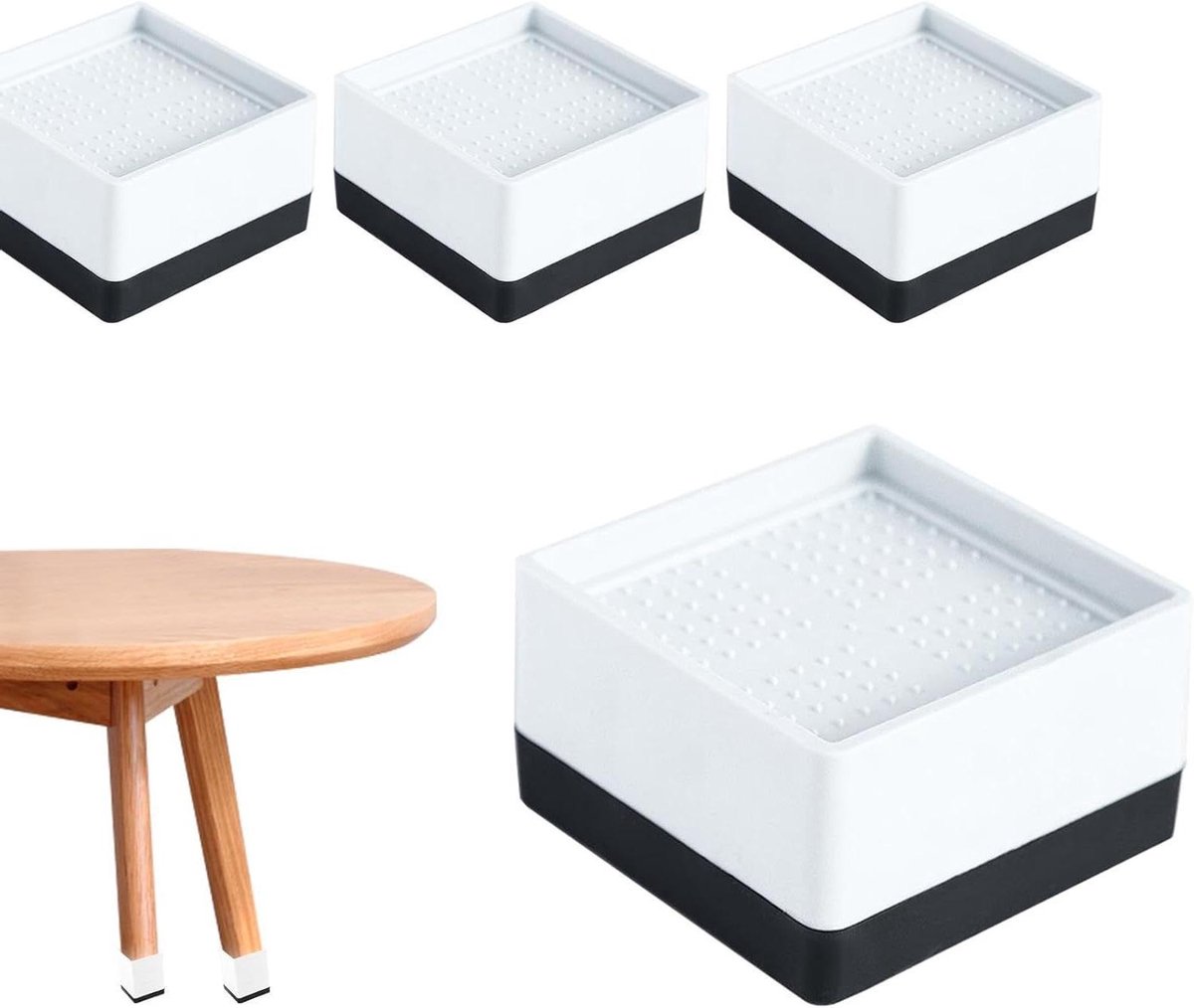 Meubelverhogers - Bankverhogers Tafelpoten - Stabiliteit Creëren - Stapelbaar Antislip - 4 stuks - Wit