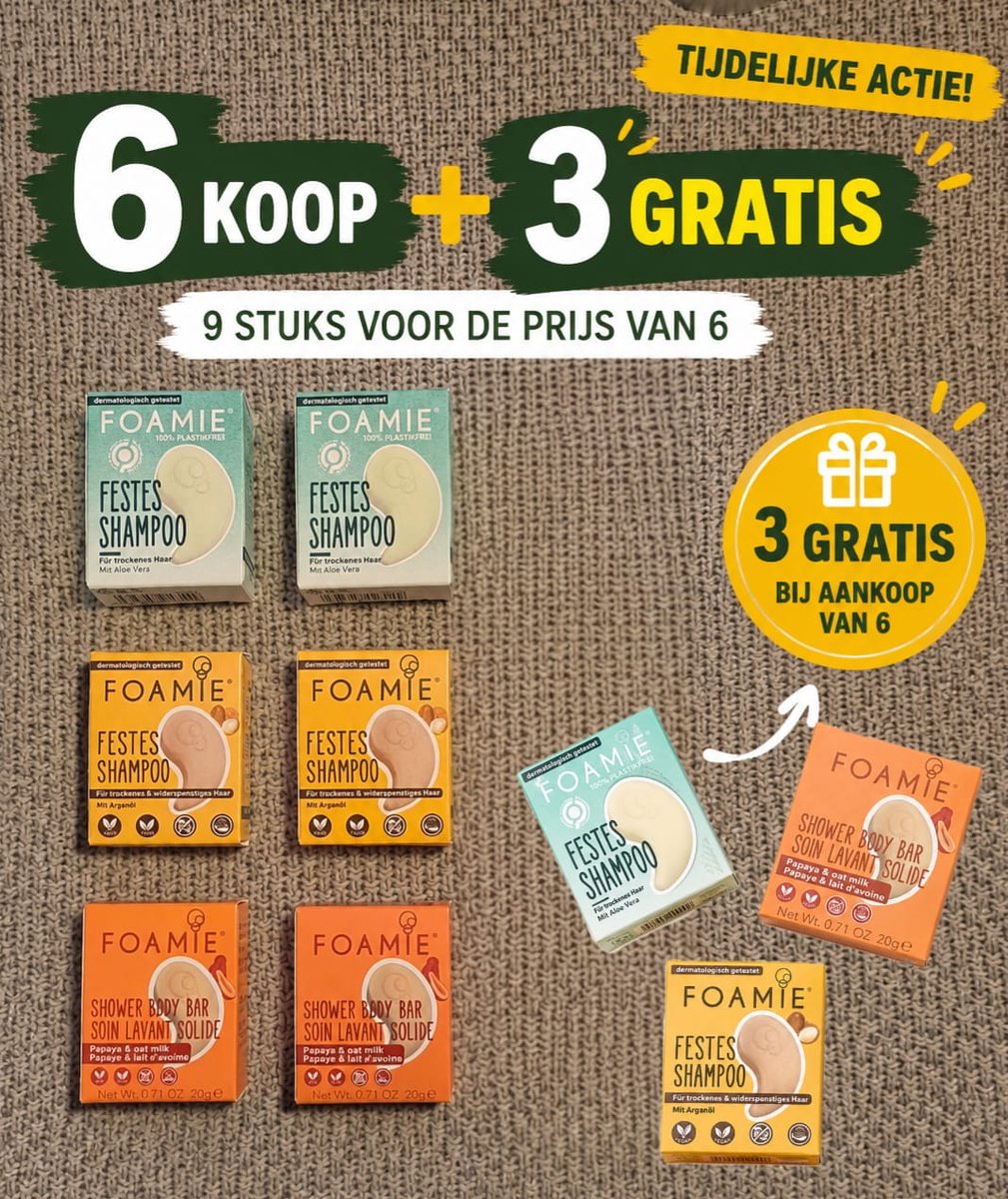 Foamie Mini Travel Set – 9-delige Voordeelbundel | 6 Mini Shampoo Bars + 3 Mini Body Bars | Reisformaat | Plasticvrij | Vegan