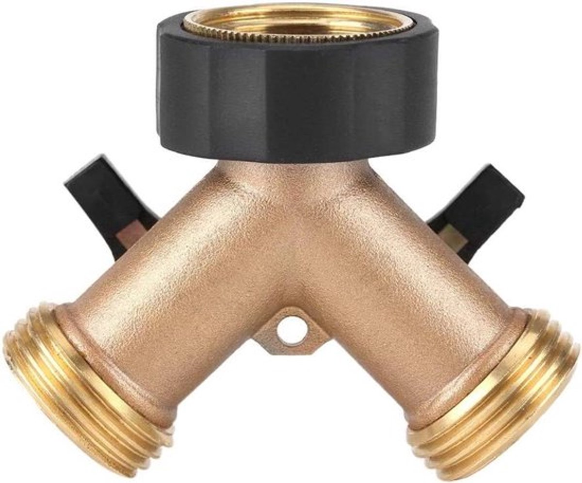 Messing 2-weg Y-vorm Waterkraanadapter voor Tuinirrigatie - 3/4 Slangaansluiting