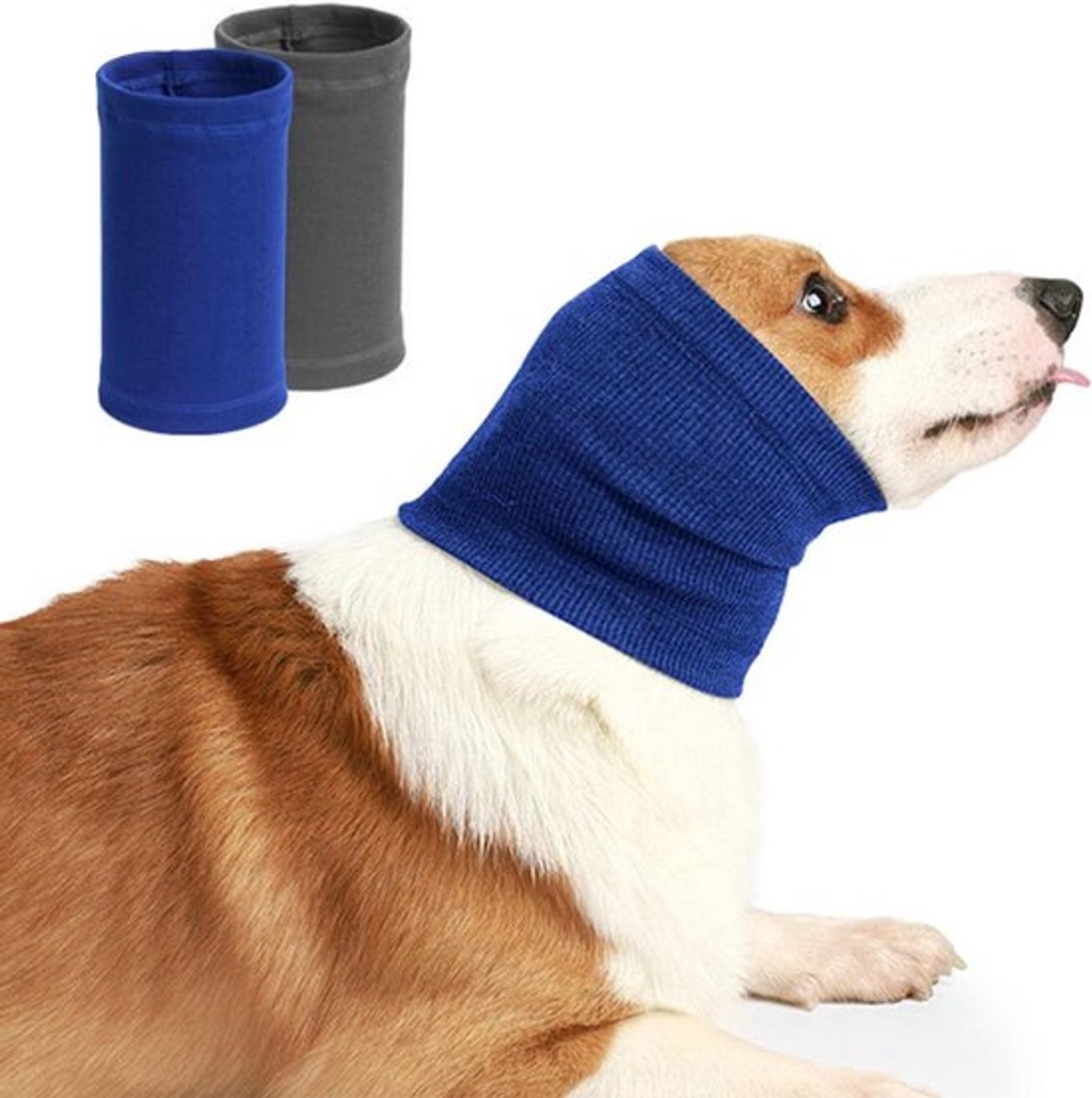 Oorbeschermers voor huisdieren, rustgevend en comfortabel, geluidsreducerend - Blauw/Grijs, wasbaar - Maat S