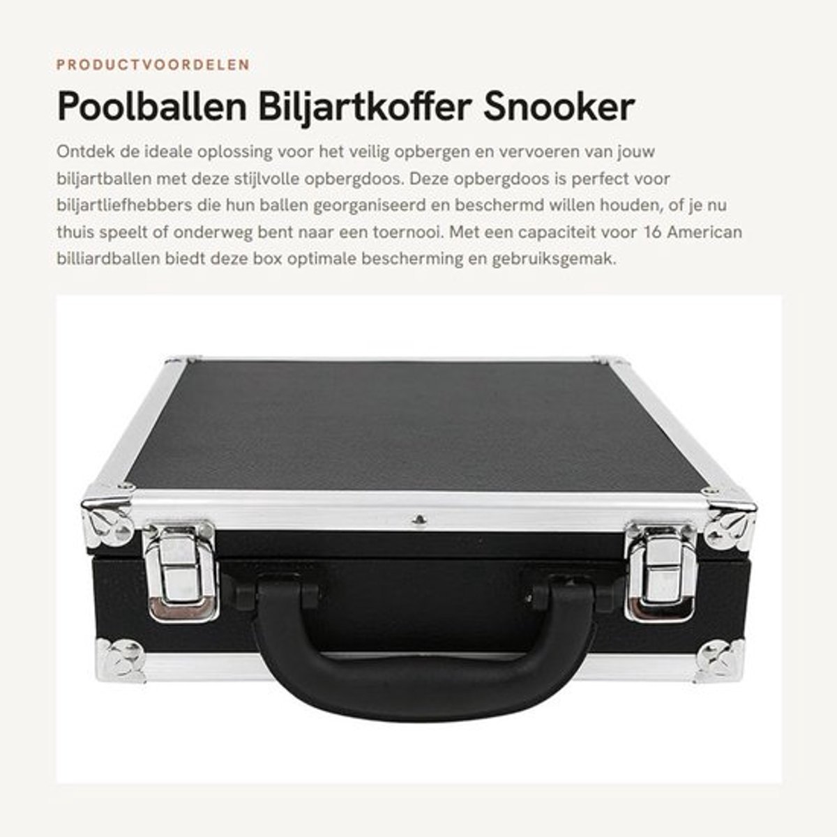 Biljartkoffer Lichtgewicht - Opbergdoos voor Biljartballen - Draaggreep - Schuim Gevoerde Binnenkant - Roestvrijstalen Grendels - Beveiligd en Makkelijk mee te nemen