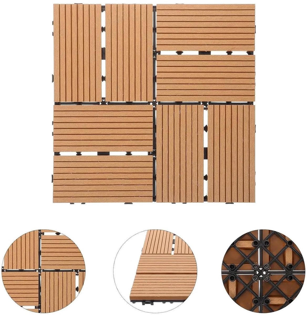 Terrastegels Houtlook - Vlondertegels Composiet - Buitenruimte Verfraaien - In elkaar grijpend Systeem - 1 M2 11 Stuks - Geel