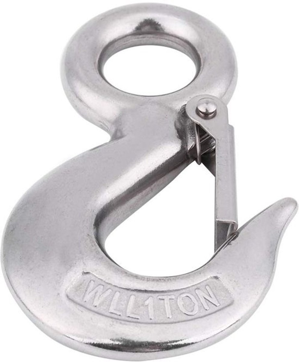 Draaibare ronde oog snap clip - Robuust en corrosiebestendig - Zilver - Voor vracht en bevestiging - 1.0T