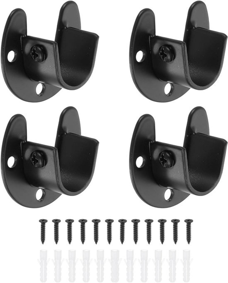 Kledingstang Eindsteunen Set van 4 Stuks 0,75 Inch Roestvrij Staal - Flensstanghouder met