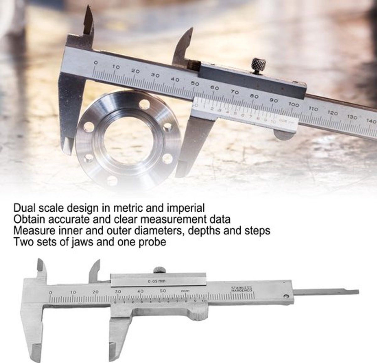 Vernier Schuifmaat 0-50 mm Bereik - Hoge Nauwkeurigheid - RVS - Draagbaar Meetinstrument - Mini - Dubbele Schaal - Meetlat