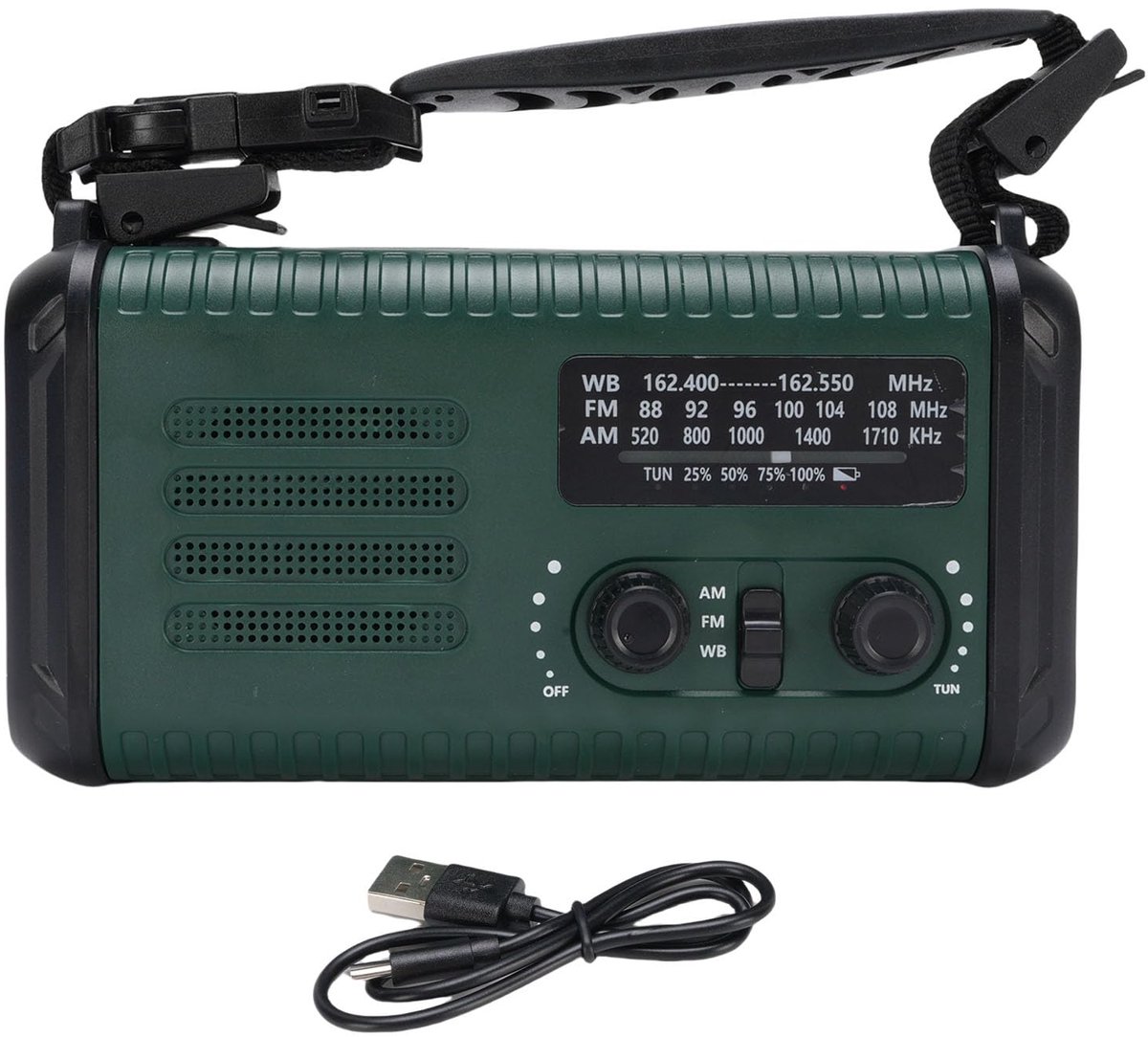 SnelShoppen - YWBL-WH 20000 mAh Noodradio op Zonne-energie met AM FM Weerband, LED Zaklamp, SOS Kompas en Telefoonoplader voor Camping, Avontuur en No