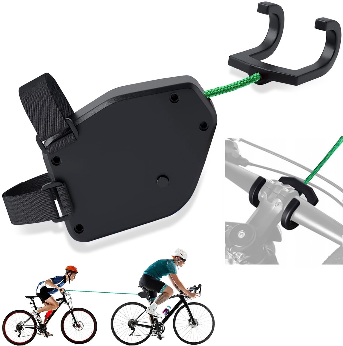 SnelShoppen - PQETBV Sleepkabel voor Kinderfietsen, 2,5 m, Zwart, Stevig en Licht, Trekstang voor MTB, E-bike en Fiets, Ideaal voor Kinderen
