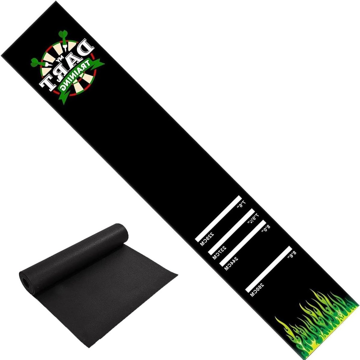 Dartmat - Werplijn tapijt - Verbeteren spel - Schokabsorberend ontwerp - 300 x 34 cm - Zwart