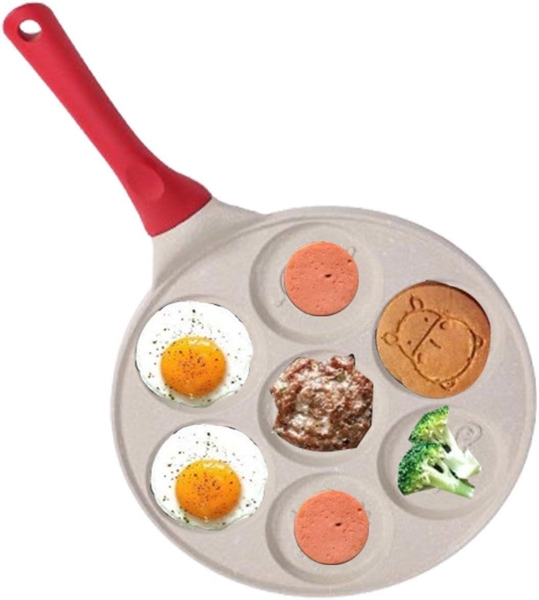 Omeletpan Antiaanbak - Eierpan Braadpan - Ontbijt Bereiden - Natuurlijke Steen Coating - 45 x 27 cm - Beige