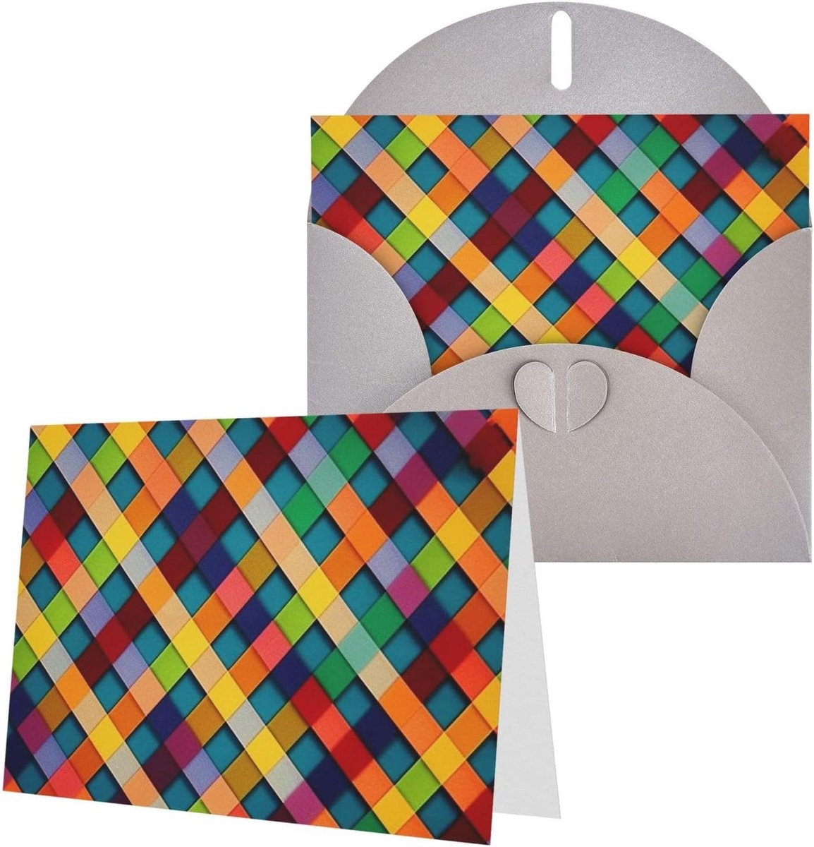 Gekleurde Geruite Kaarten - Notitiekaarten Bedankkaarten - Geleentheden Vieren - Dubbelzijdig Parelmoer Effect - 4 x 6 inch - Grijs