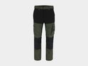 Khaki en zwarte werkbroek met cargo zakken, op de voorkant.