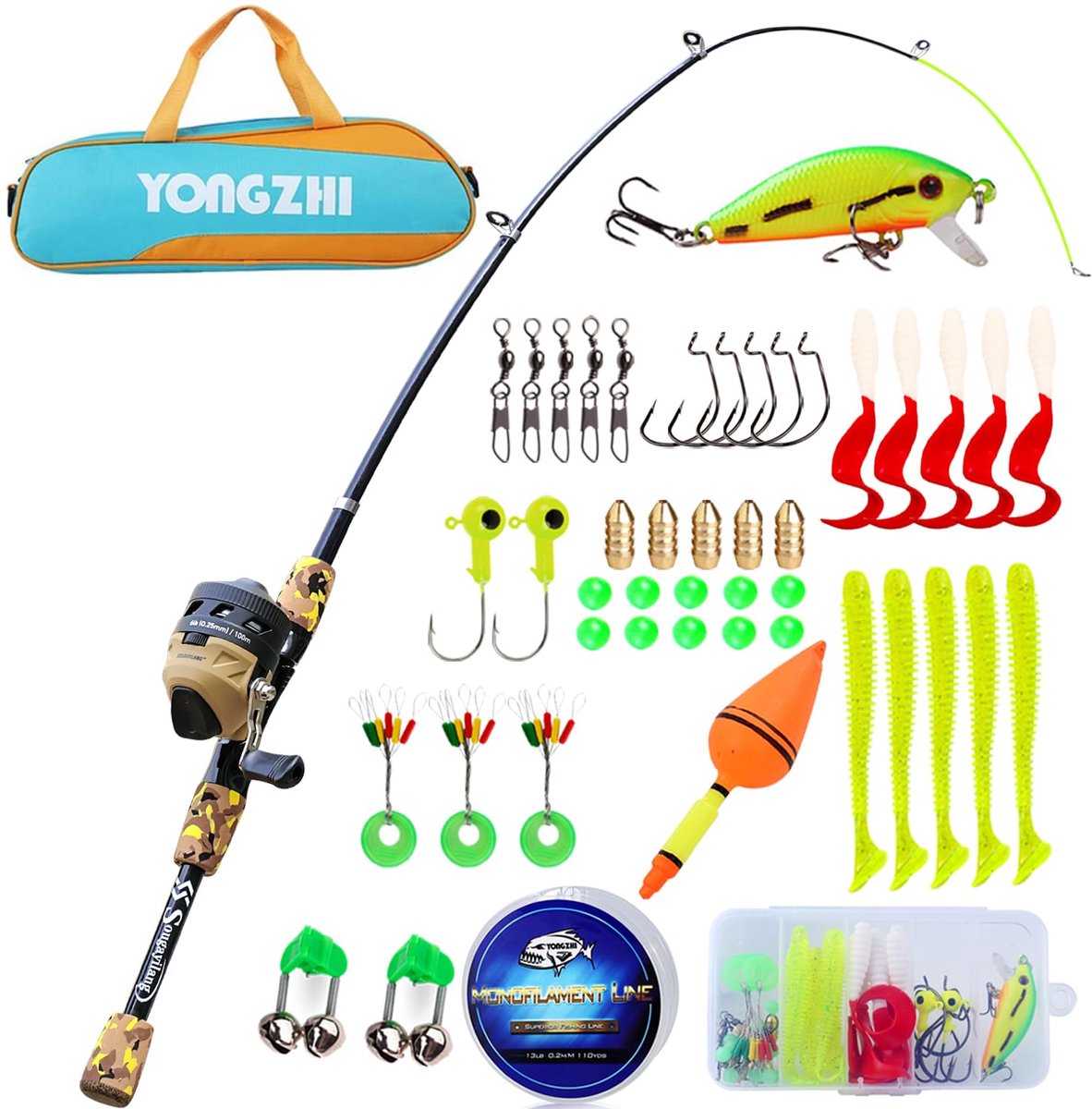 SnelShoppen - Telescopische Hengel voor Kinderen, Draagbare Visset, Inclusief Vislijn en Aas, Ideaal voor Jongens en Meisjes, Perfect voor Reizen en A