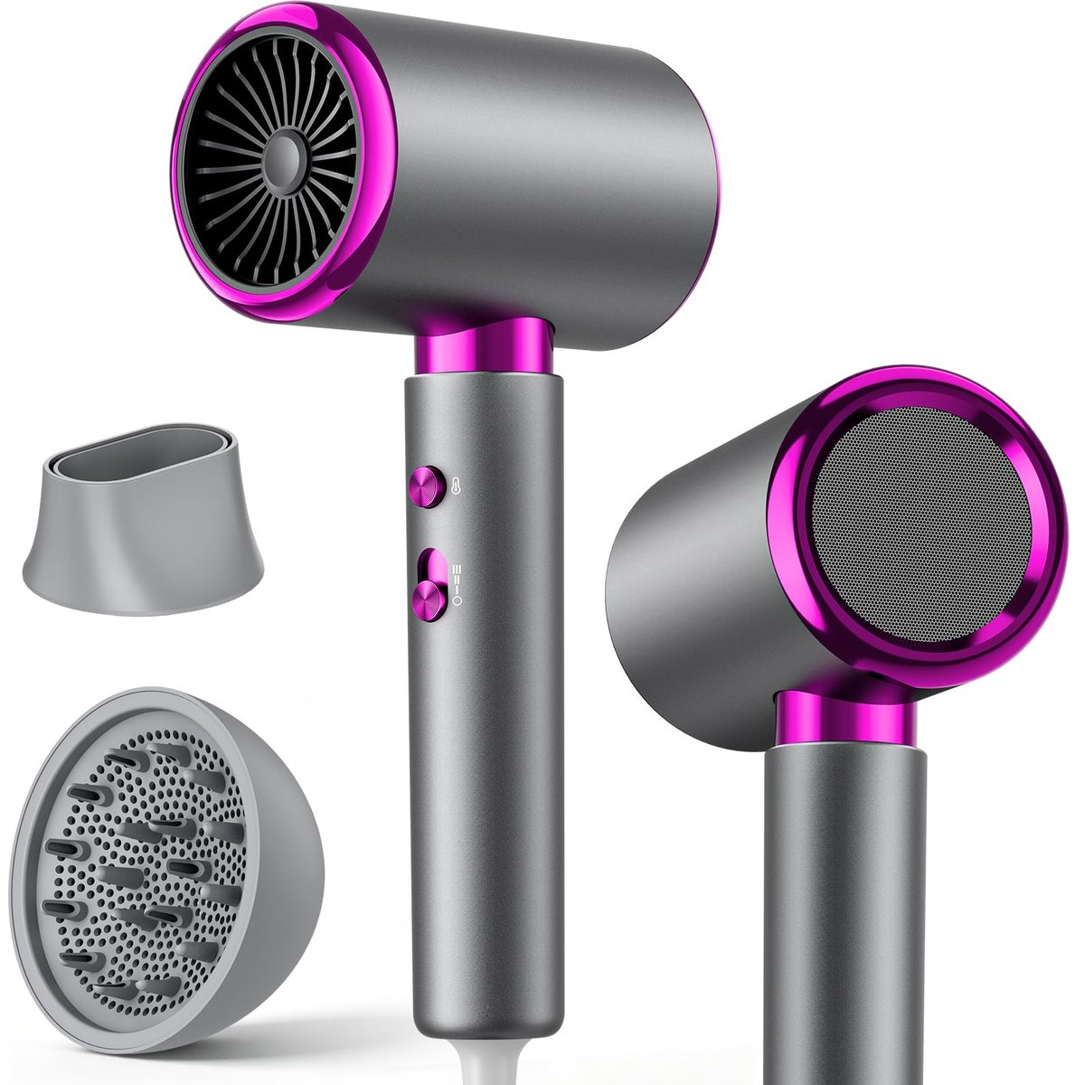 SnelShoppen - Föhn 2400 W haardroger met koude lucht, 3 temperatuurinstellingen, diffuser, 2 ventilatorstanden, stylingmondstuk, ionentechnologie, 1,8