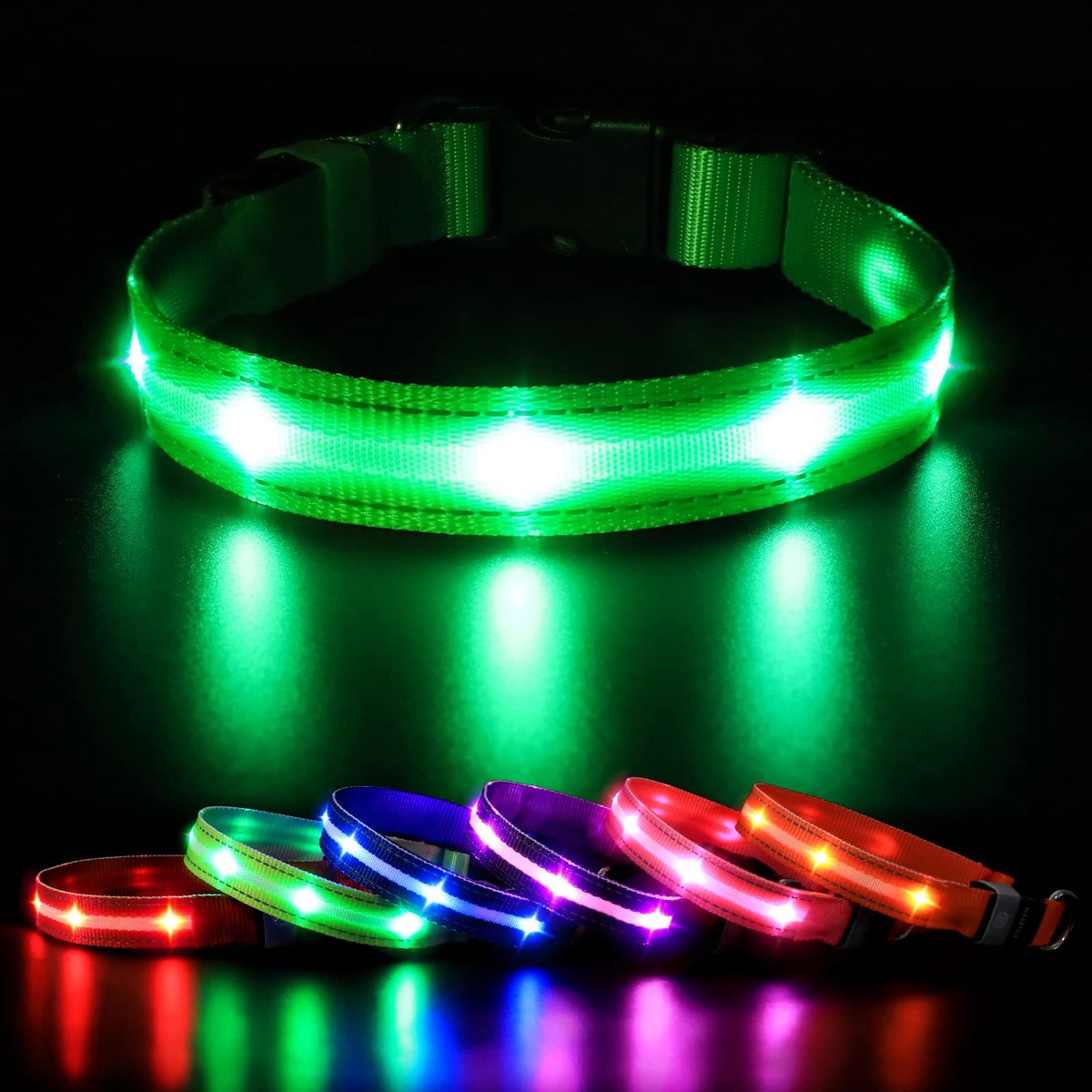 SnelShoppen - Lichtgevende Hondenhalsband LED Verlichting USB Oplaadbaar en Verstelbaar - 100% Waterdichte Hond Kraag XS Groen voor Veiligheid en Avon