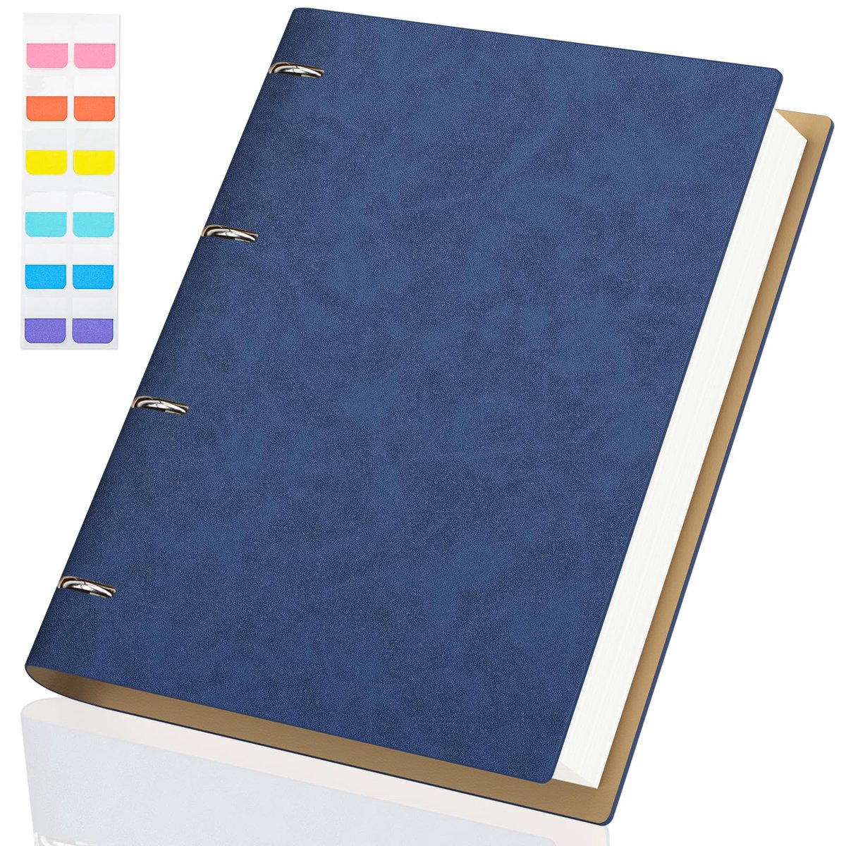 SnelShoppen - A4 Ringband Notitieboek - 150 Vellen Blank - Hardcover Leer - Gonkerblauw - Perfect voor School, Kantoor en Creatieve Projecten