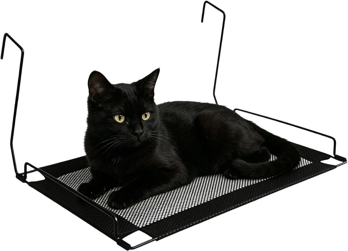 Kattenhangmat - Rustplek kat - Zomerse verkoeling - Mesh met luchtcirculatie - 45x30x245 cm - Zwart