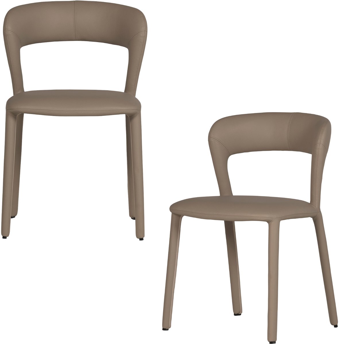 WOOOD Noble Eetkamerstoelen - Leerlook - Zand - Set van 2