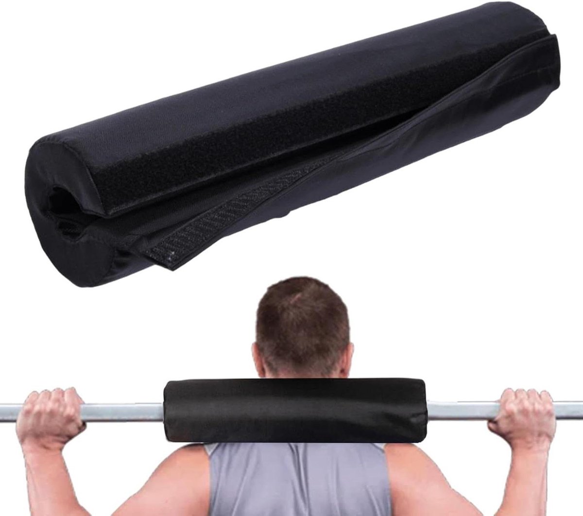 Barbell Squat Pad - Nek bescherming - Krachttraining comfort - Gelijkmatige gewichtsverdeling - 38 cm lengte - Zwart