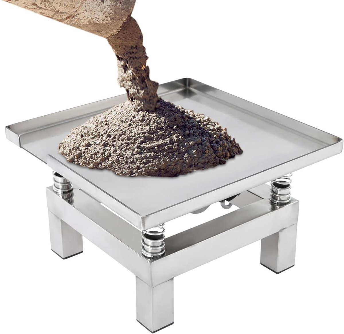 Vibratietafel Beton - Industriële Triller - Vast Beton - Roestvrij Staal - 35x35cm - Zilver