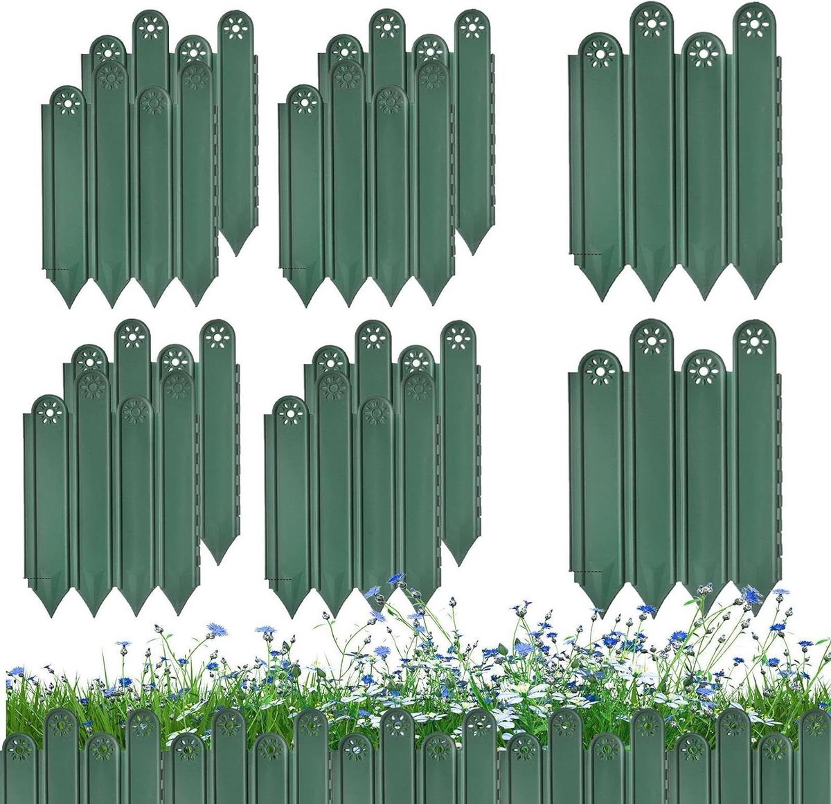 Tuinhek 10 Stuks - Bloembedafscheiding Border - Tuinrand Creëren - Zonder Graven Plaatsing - 30x21cm - Groen