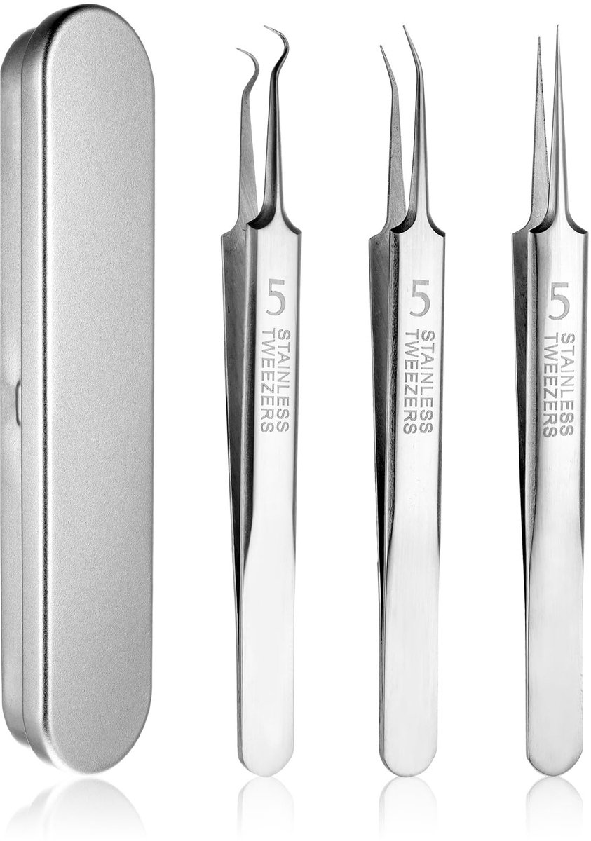 Dailygoods - 3 Pcs Pimple Tweezers - Roestvrijstalen Comedone Extractoren voor Acne Verwijdering